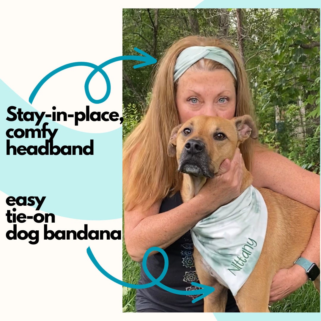 Dog Bandana + Matching Knotted Headband| Football | Match Your Dog| Tie-on Dog Bandana| Add Matching BowTie | For Football-loving Dog Moms