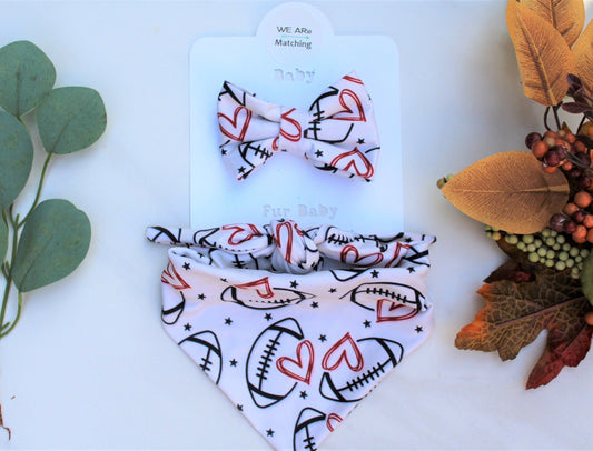 Child/Baby+Dog Matching Set| Bow + Dog Bandana | Bow on Nylon Headband OR Clip OR 2 Piggies| Bow fits Newborn-Child| For a Girl and her Dog