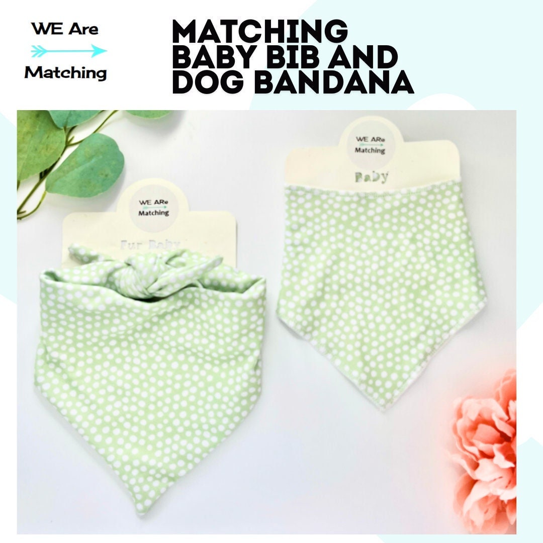 Matching Baby Bib and Dog Bandana| Baby and Fur Baby Match| Bib fits newborn to 3| Dog bandana sized to fit